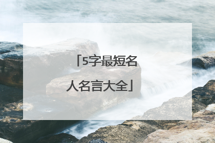 5字最短名人名言大全