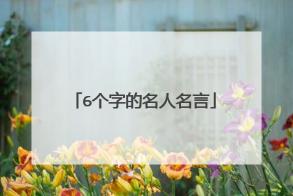 6个字的名人名言