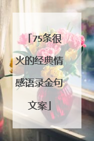 75条很火的经典情感语录金句文案