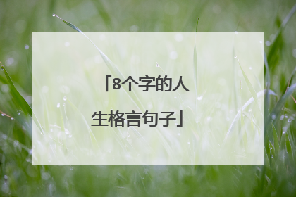 8个字的人生格言句子
