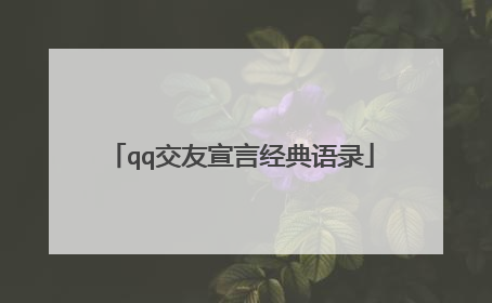 qq交友宣言经典语录