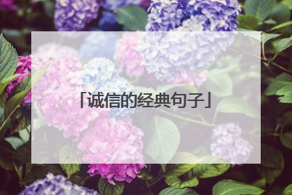诚信的经典句子