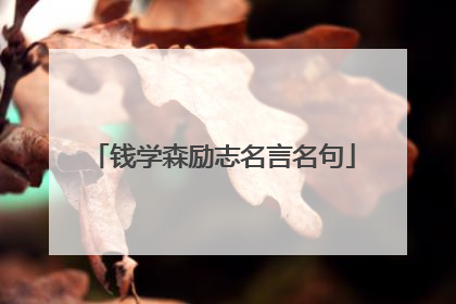 钱学森励志名言名句